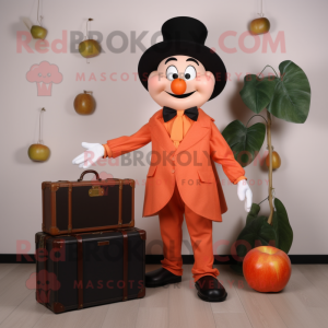 Peach Magician mascot costume character dressed with a Chinos and Briefcases