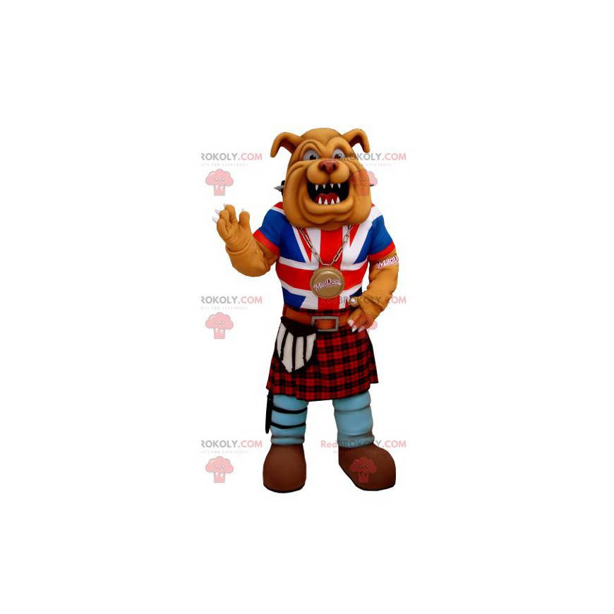 Maskot buldok oblečený v anglosaském oděvu - Redbrokoly.com