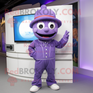 Lavendel TV maskot kostym...