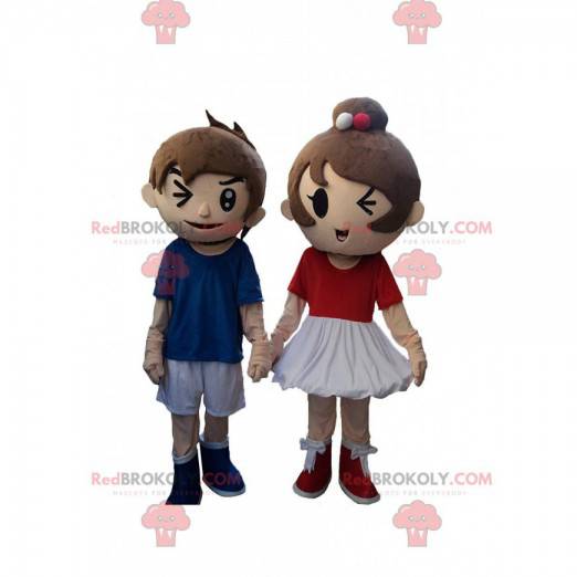2 mascots, a boy and a girl, couple of children - Redbrokoly.com