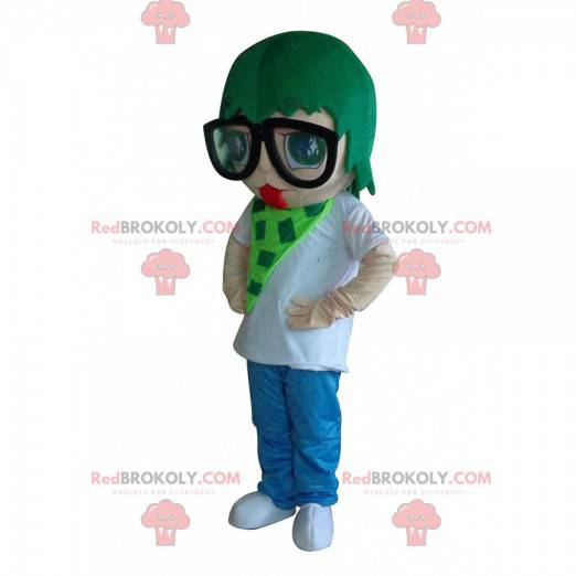 Mascot woman with green hair, colorful costume - Redbrokoly.com