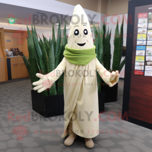 Beige Asparagus mascot costume character dressed with a Bootcut Jeans and Shawl pins