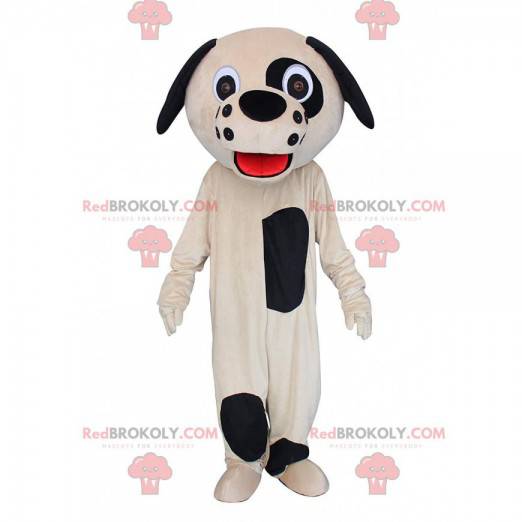 Beige and black dog mascot, plush dog costume - Redbrokoly.com