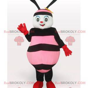 Rosa och svart bi maskot - Redbrokoly.com
