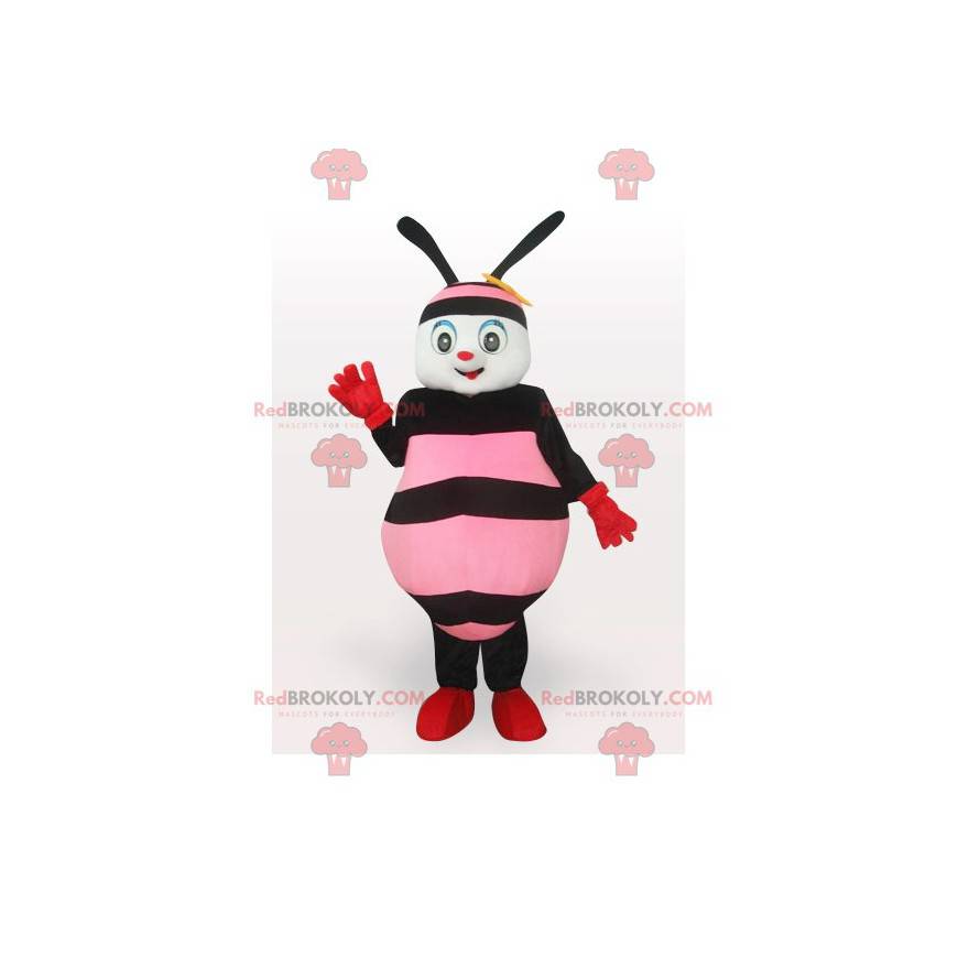 Rosa und schwarze Bienenmaskottchen - Redbrokoly.com