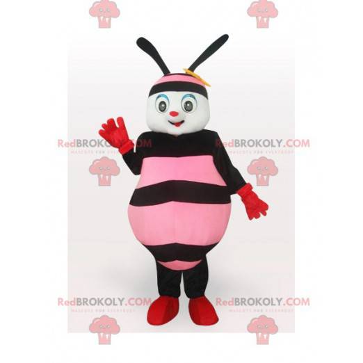 Mascota de abeja rosa y negra - Redbrokoly.com