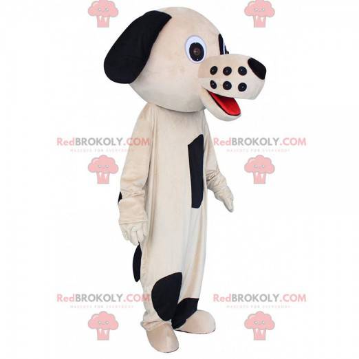 Beige og svart hundemaskot, plysj hundedrakt - Redbrokoly.com