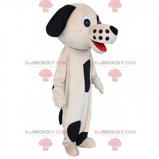 Beżowo-czarny pies maskotka, pluszowy kostium psa -