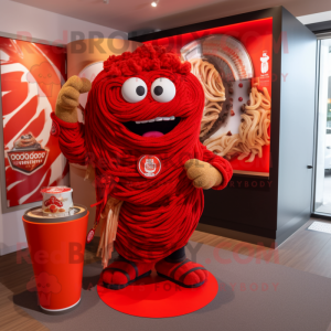 Rood Ramen mascotte kostuum...