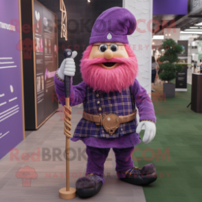 Purple Bagpipe mascot costume character dressed with a Flare Jeans and Digital watches