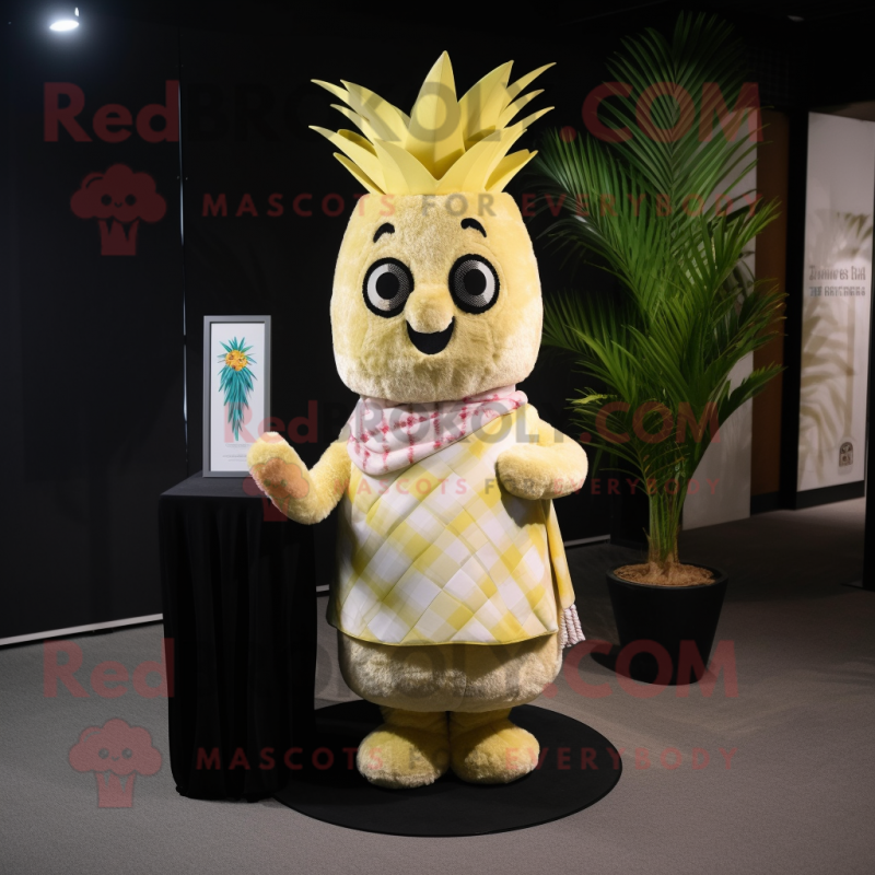 Cream Pineapple mascot costume character dressed with a Mini Dress and Scarf clips