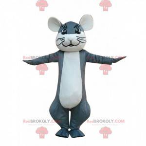 Mascotte de souris grise et blanche, costume de rongeur -