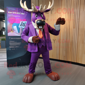 Purple Elk maskot kostume...