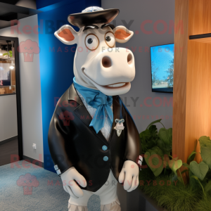 Blue Guernsey Cow maskot...