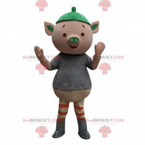 Mascotte de cochon rose très amusant, costume de petit cochon -