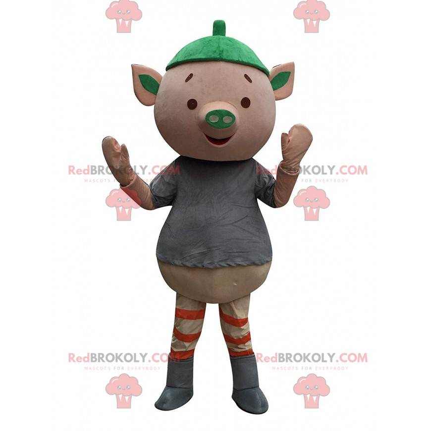 Mascotte de cochon rose très amusant, costume de petit cochon -