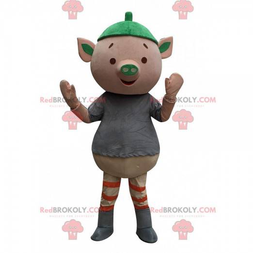 Mascota de cerdo rosa muy divertida, disfraz de cerdito -
