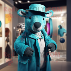 Teal Tapir maskot kostym...