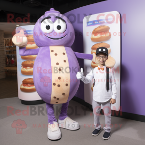 Lavender Bagels mascot costume character dressed with a Skinny Jeans and Cufflinks