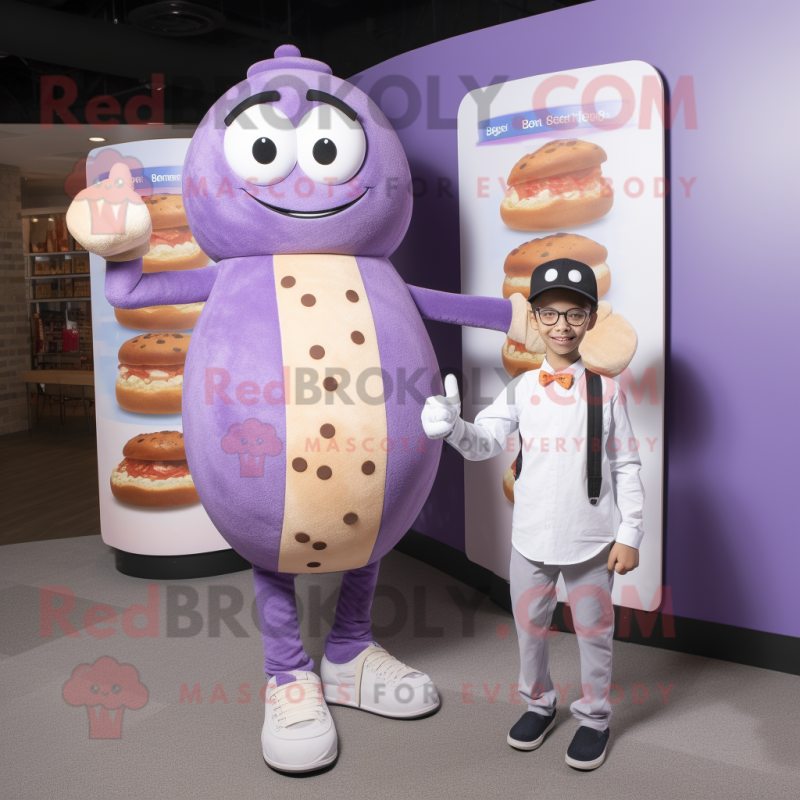 Lavender Bagels mascot costume character dressed with a Skinny Jeans and Cufflinks Lavender Bagels mascot costume character dressed with a Skinny Jeans and Cufflinks
