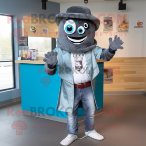 Gray Tacos mascot costume character dressed with a Boyfriend Jeans and Bracelets