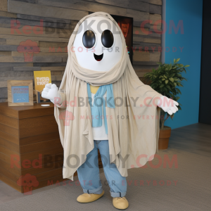 Beige Ghost maskot kostume...