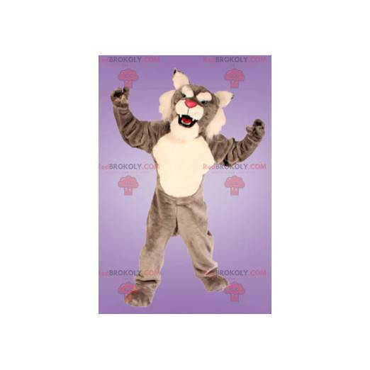 Mascotte de lynx gris et blanc - Redbrokoly.com