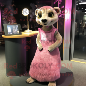 Pink Meerkat maskot kostume...