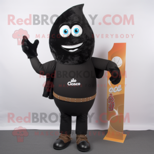 Black Enchiladas mascot costume character dressed with a Chinos and Lapel pins