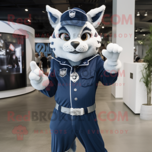 Marinblå Lynx maskot kostym...