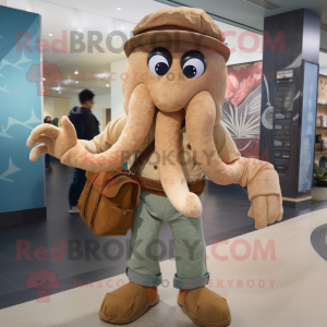 Tan Kraken mascot costume character dressed with a Flare Jeans and Handbags