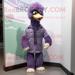 Paarse Emu mascotte kostuum...