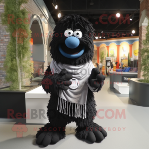 Black Bracelet mascot costume character dressed with a Poplin Shirt and Shawls