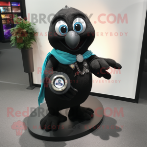 Black Bracelet mascot costume character dressed with a Poplin Shirt and Shawls