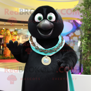 Black Bracelet mascot costume character dressed with a Poplin Shirt and Shawls