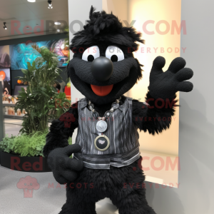 Black Bracelet mascot costume character dressed with a Poplin Shirt and Shawls