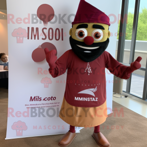 Maroon Tikka Masala mascot costume character dressed with a Shorts and Pocket squares