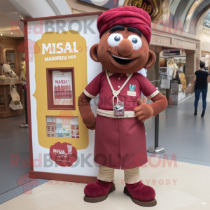 Maroon Tikka Masala mascot costume character dressed with a Shorts and Pocket squares