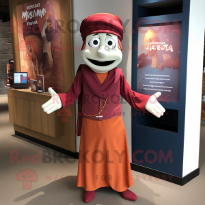 Maroon Tikka Masala mascot costume character dressed with a Shorts and Pocket squares