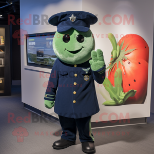 Navy Melon mascot costume character dressed with a Playsuit and Gloves