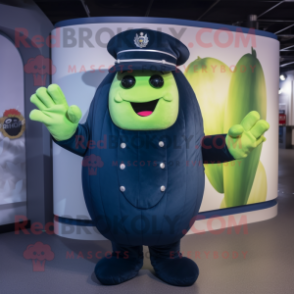 Navy Melon mascot costume character dressed with a Playsuit and Gloves