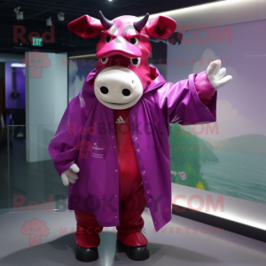 Magenta Cow maskot kostume...