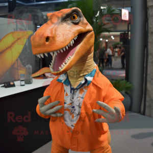 Orange Allosaurus maskot...