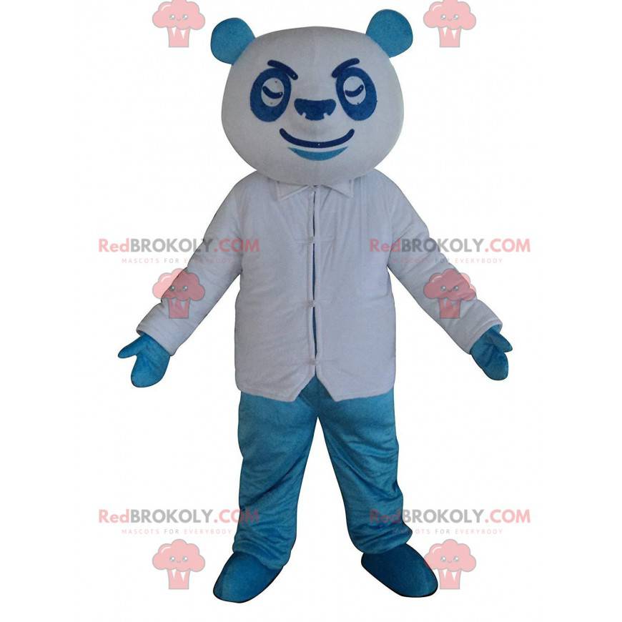 Blauw en wit panda mascotte, kleurrijk teddybeer kostuum - Blauw en wit panda mascotte, kleurrijk teddybeer kostuum -