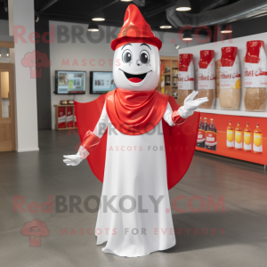 White Bottle Of Ketchup mascot costume character dressed with a Midi Dress and Headbands