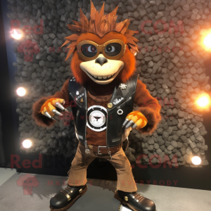 Rust Plate Spinner mascot costume character dressed with a Biker Jacket and Necklaces