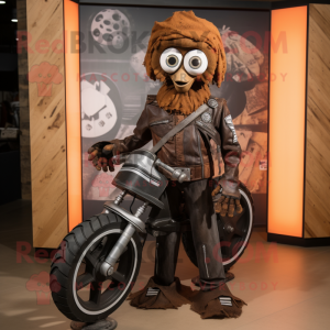 Rust Plate Spinner mascot costume character dressed with a Biker Jacket and Necklaces