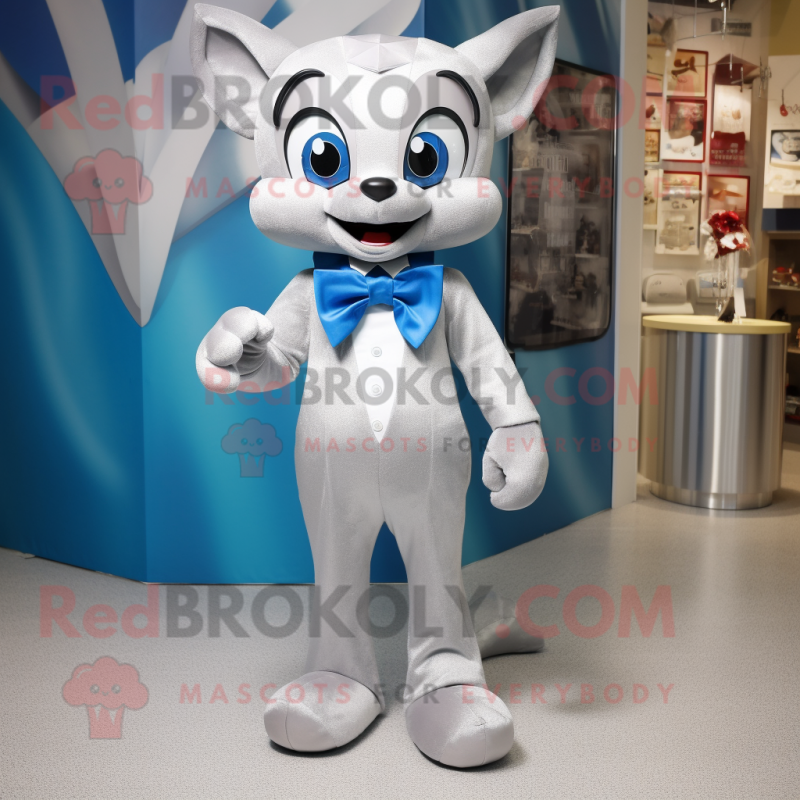 Silver Bracelet mascot costume character dressed with a Capri Pants and Bow ties Silver Bracelet mascot costume character dressed with a Capri Pants and Bow ties