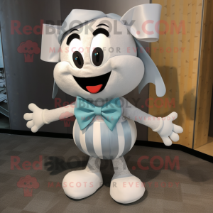 Silver Bracelet mascot costume character dressed with a Capri Pants and Bow ties