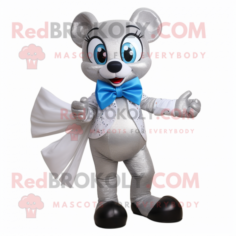 Silver Bracelet mascot costume character dressed with a Capri Pants and Bow ties Silver Bracelet mascot costume character dressed with a Capri Pants and Bow ties